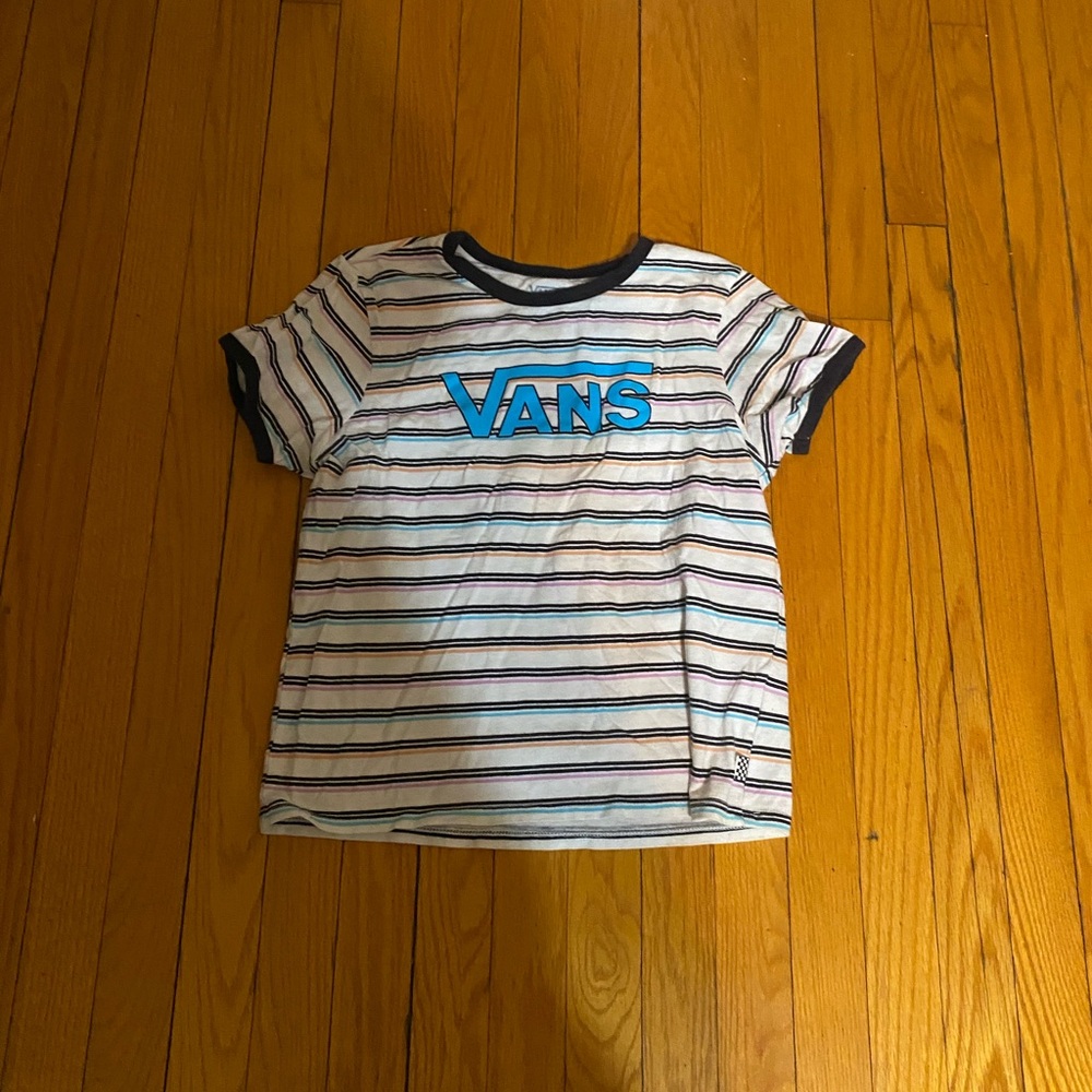 Vans Kids Striped T-Shirt - White and Black